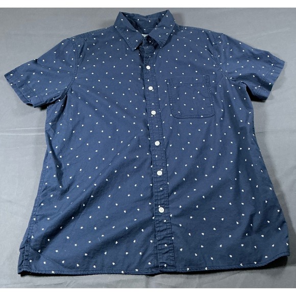 American Eagle Other - American Eagle Men Navy Blue Geometric Triangle Short Sleeve Button Down Shirt L